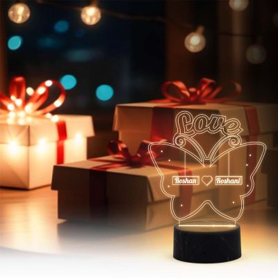 Love Butterfly Night lamp with Warm White Color Customized with Name Gift for Loveable Person